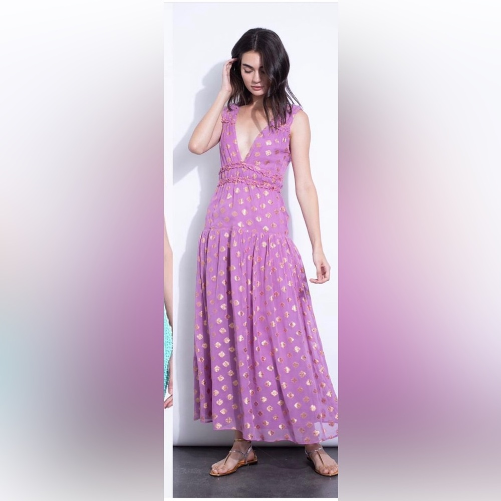 Karina Grimaldi Gold Pink midi dress medium